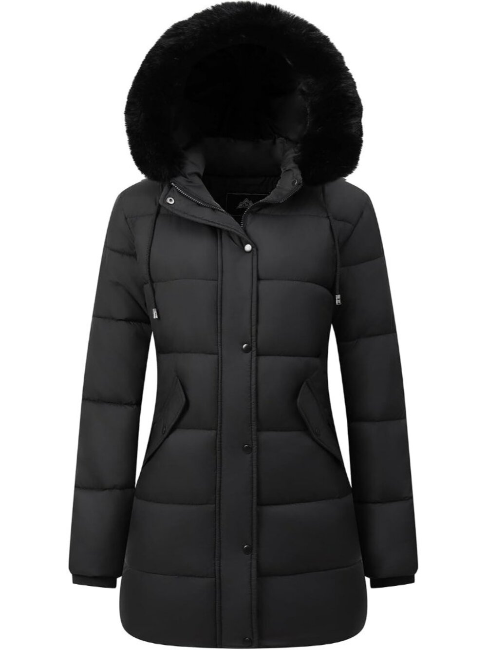 〽️Women Black Long Winter Parka Waterproof Windproof Puffer Coat Faux Fur Hood